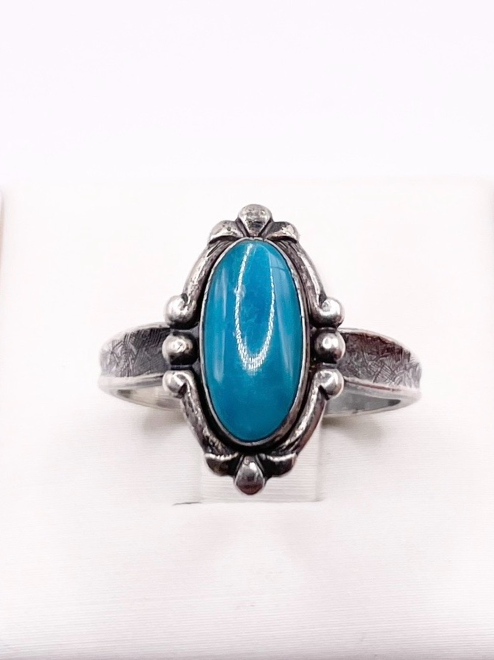 Size 7 Sterling Silver Turquoise Ring -Bell Trading Post signed